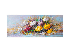 Large format horizontal backsplash - magnetic and non magnetic tempered glass: Painted flower pots