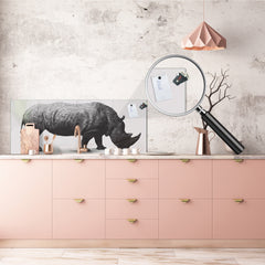 Large format horizontal backsplash - magnetic and non magnetic tempered glass: Digital rhino
