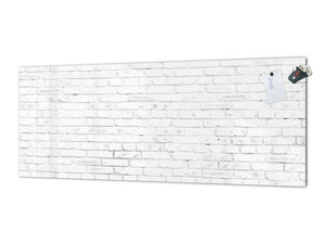 Large format horizontal backsplash - magnetic and non magnetic tempered glass: White bricks