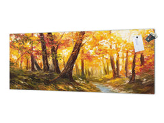 Large format horizontal backsplash - magnetic and non magnetic tempered glass: Orange forest