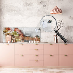 Glass splashback with metal backing in wide format - Kitchen tempered glass panel: Guitarist in first place