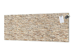 Glass splashback with metal backing in wide format - Kitchen tempered glass panel: Brick wall 3