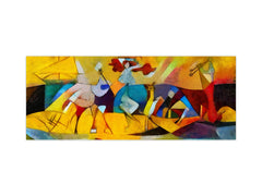 Glass splashback with metal backing in wide format - Kitchen tempered glass panel: Picasso applied to  Kandinsky style