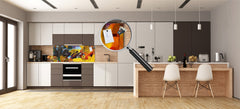 Glass splashback with metal backing in wide format - Kitchen tempered glass panel: Picasso applied to  Kandinsky style 2