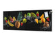 Glass splashback with metal backing in wide format - Kitchen tempered glass panel: Fruit splash on black
