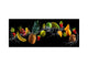 Glass splashback with metal backing in wide format - Kitchen tempered glass panel: Fruit splash on black
