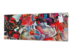 Glass splashback with metal backing in wide format - Kitchen tempered glass panel: Abstract - Picasso and Kandinsky mix