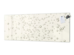 Glass splashback with metal backing in wide format - Kitchen tempered glass panel: Gas bubbles