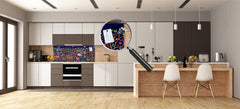Stunning glass wall art - Wide format  backsplash with w/ & w/o stainless steel back: Fantasy animals in forest