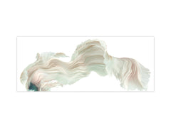 Stunning glass wall art - Wide format  backsplash with w/ & w/o stainless steel back: Half-Moon fighting fish in white