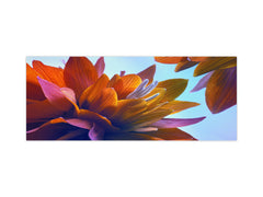 Wide-format tempered glass kitchen wall panel with metal backing - and without: Lily buds - Lotus flowers