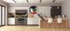 Wide-format tempered glass kitchen wall panel with metal backing - and without: Black splash fruits