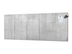 Wide-format tempered glass kitchen wall panel with metal backing - and without: Concrete wall texture