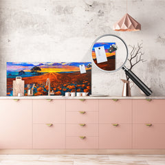 Wide-format tempered glass kitchen wall panel with metal backing - and without: Poppy fields
