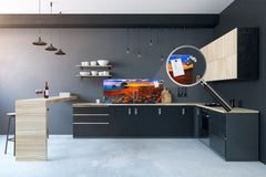 Wide-format tempered glass kitchen wall panel with metal backing - and without: Poppy fields