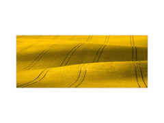 Wide-format tempered glass kitchen wall panel with metal backing - and without: Wavy fields in spring