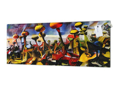 Wide format Wall panel with magnetic and non-magnetic metal sheet backing: The opium poppy - cubist style