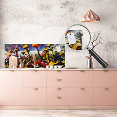 Wide format Wall panel with magnetic and non-magnetic metal sheet backing: The opium poppy - cubist style