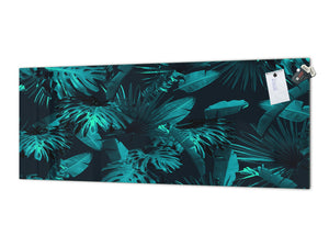 Wide format Wall panel with magnetic and non-magnetic metal sheet backing: Tropical exotic leaves
