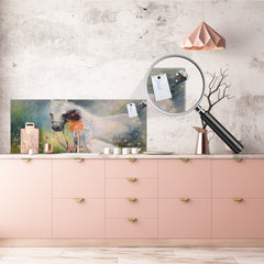 Wide format Wall panel with magnetic and non-magnetic metal sheet backing: Girl with a horse Oil on canvas