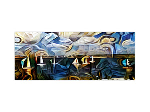 Wide format Wall panel with magnetic and non-magnetic metal sheet backing: The yacht at regatta - style of Edward Munch