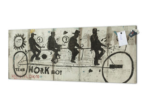 Wide format Wall panel with magnetic and non-magnetic metal sheet backing: Sports bike in graffiti style