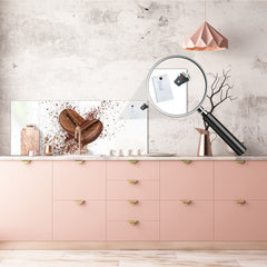 Toughened printed glass backsplash - Wide format steel coated wall glass backsplash: Coffee grains