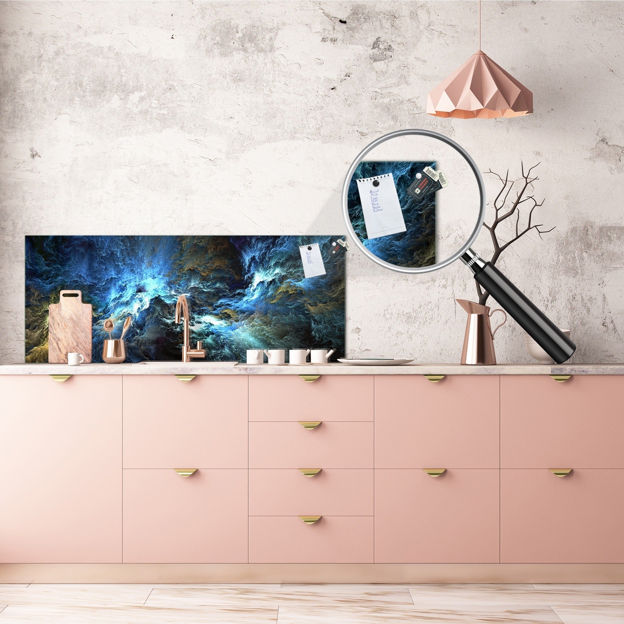 Toughened printed glass backsplash - Wide format steel coated wall glass backsplash: Fancy colors painting