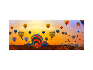 Toughened printed glass backsplash - Wide format steel coated wall glass backsplash: Hot air balloons festival