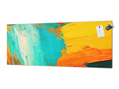 Toughened printed glass backsplash - Wide format steel coated wall glass backsplash: Abstract oil art