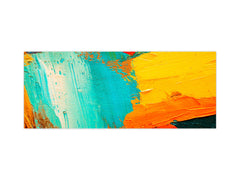 Toughened printed glass backsplash - Wide format steel coated wall glass backsplash: Abstract oil art