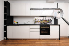 Toughened printed glass backsplash - Wide format steel coated wall glass backsplash: New York landscape oil painting