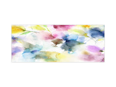 Toughened printed glass backsplash - Wide format steel coated wall glass backsplash: Watercolor flowers