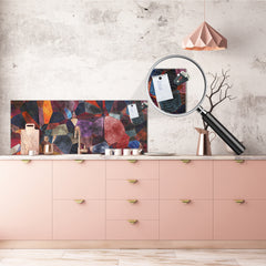 Toughened printed glass backsplash - Wide format steel coated wall glass backsplash: Architectural mosaic