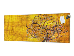 Toughened printed glass backsplash - Wide format steel coated wall glass backsplash: Tree by Gustav Klimt