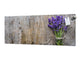 Toughened printed glass backsplash - Wide format steel coated wall glass backsplash: Lavender flowers on wood