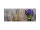 Toughened printed glass backsplash - Wide format steel coated wall glass backsplash: Lavender flowers on wood