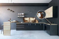 Toughened printed glass backsplash - Wideformat steel coated wall glass splashback: White archangel descended from heaven