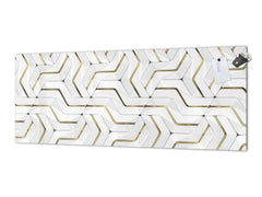 Toughened printed glass backsplash - Wideformat steel coated wall glass splashback: 3D wall  panels with gold deco