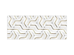 Toughened printed glass backsplash - Wideformat steel coated wall glass splashback: 3D wall  panels with gold deco