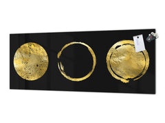 Toughened printed glass backsplash - Wideformat steel coated wall glass splashback:  Golden vector frames 1