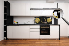 Toughened printed glass backsplash - Wideformat steel coated wall glass splashback:  Golden vector frames 1