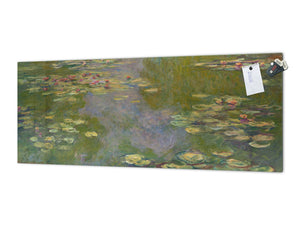 Toughened printed glass backsplash - Wideformat steel coated wall glass splashback:  Water lilies by Claude Monet 1919
