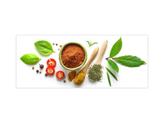 Toughened printed glass backsplash - Wideformat steel coated wall glass splashback:  Herbs and spices  aerial view