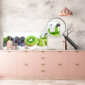 Tempered Glass magnetic and non magnetic splash-back in wide-format: Collage of mixed color fruits 2