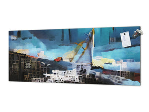 Tempered Glass magnetic and non magnetic splash-back in wide-format: Yacht in the city by Georges Braque