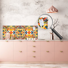 Tempered Glass magnetic and non magnetic splash-back in wide-format: African design texture