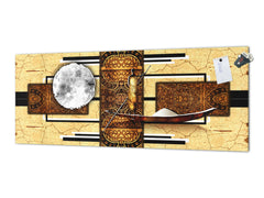 Tempered Glass magnetic and non magnetic splash-back in wide-format: African ethnic  vintage 2