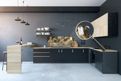 Wide-format glass kitchen panel with and w/o stainless steel metal back-coating: Venus and Mars by Sandro Botticelli 1485