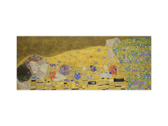 Wide-format glass kitchen panel with and w/o stainless steel metal back-coating: The Kiss by Gustav Klimt